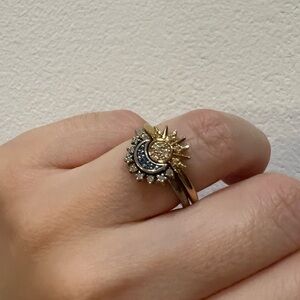 Pandora Gold and Silver Sun and Moon Ring Set